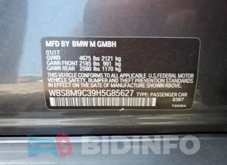 WBS8M9C39H5G85627 Photo# 13