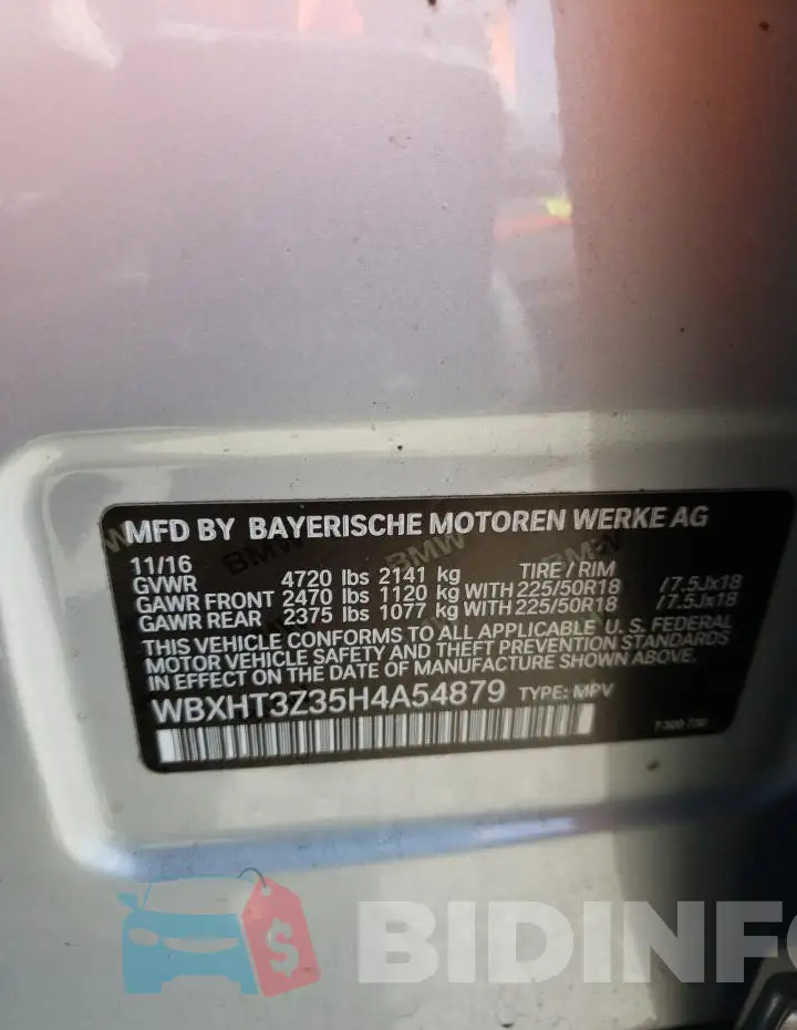 WBXHT3Z35H4A54879 Photo# 13