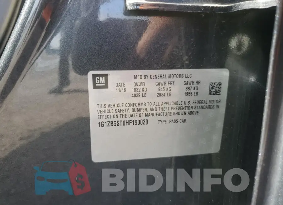 1G1ZB5ST0HF190020 Photo# 12