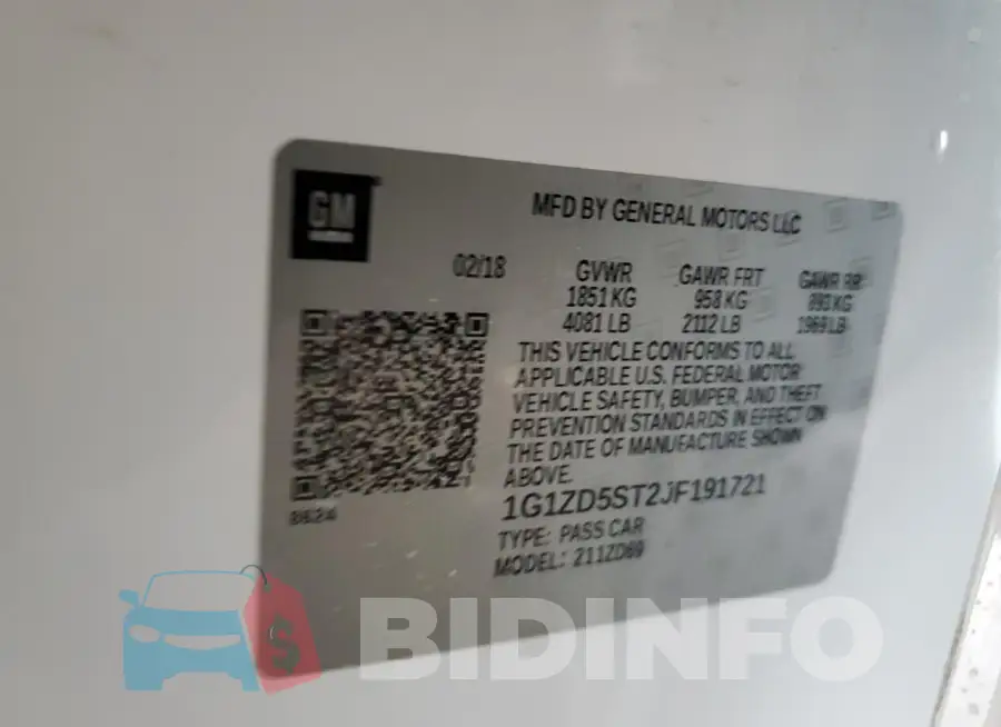 1G1ZD5ST2JF191721 Photo# 12