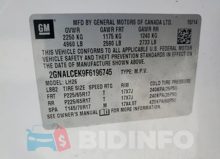 2GNALCEK9F6196745 Photo# 13
