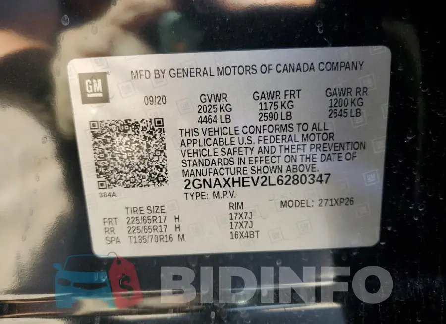 2GNAXHEV2L6280347 Photo# 13