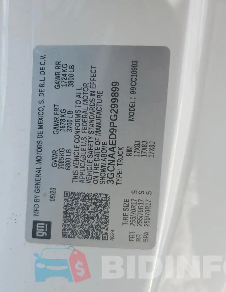3GCNAAED9PG299899 Photo# 13