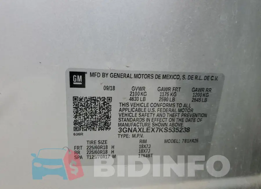 3GNAXLEX7KS535238 Photo# 12