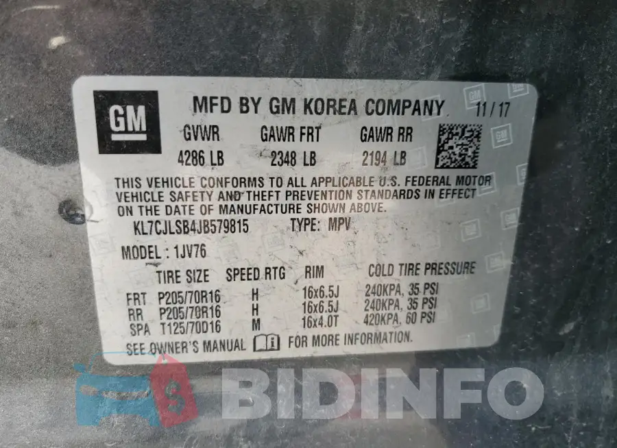 KL7CJLSB4JB579815 Photo# 12