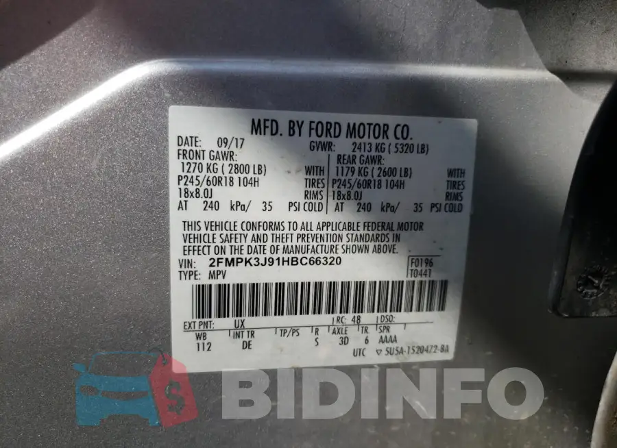 2FMPK3J91HBC66320 Photo# 14