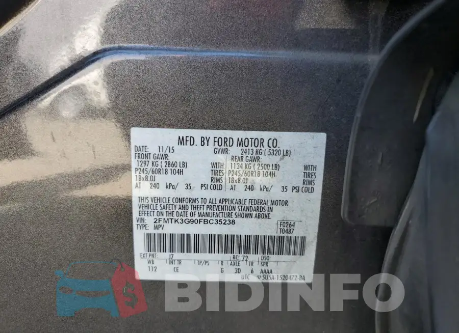 2FMTK3G90FBC35238 Photo# 12