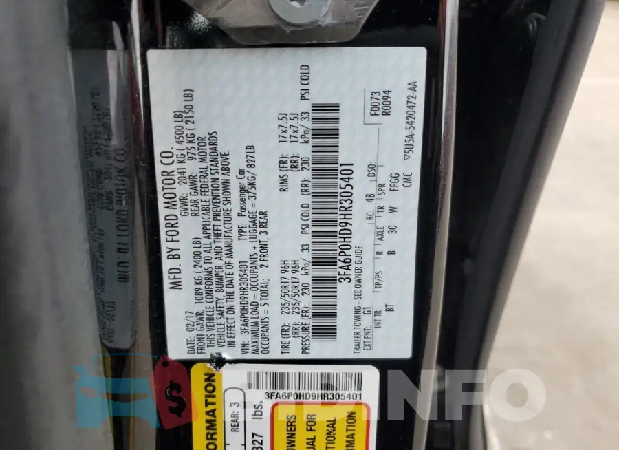 3FA6P0HD9HR305401 Photo# 12