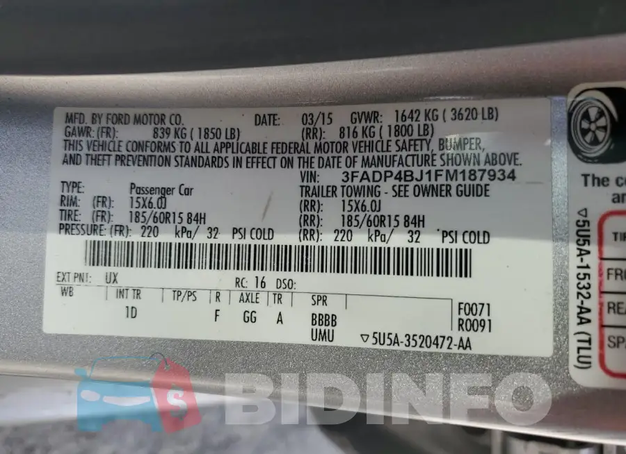 3FADP4BJ1FM187934 Photo# 12