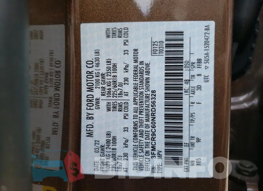 3FMCR9C60NRD56328 Photo# 14