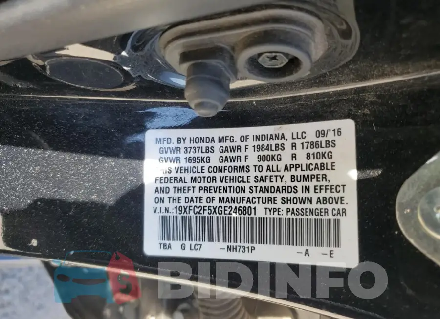 19XFC2F5XGE246801 Photo# 13