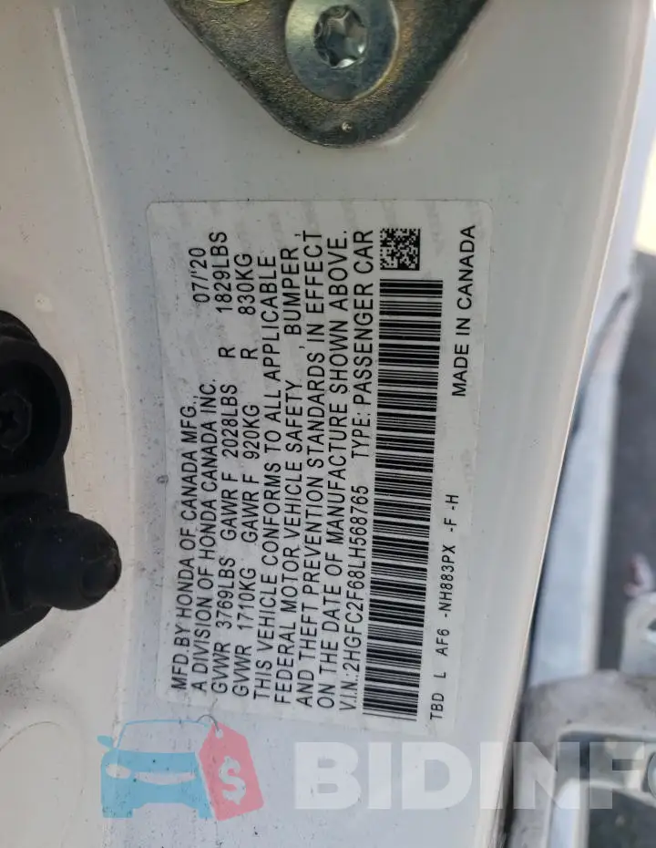 2HGFC2F68LH568765 Photo# 12
