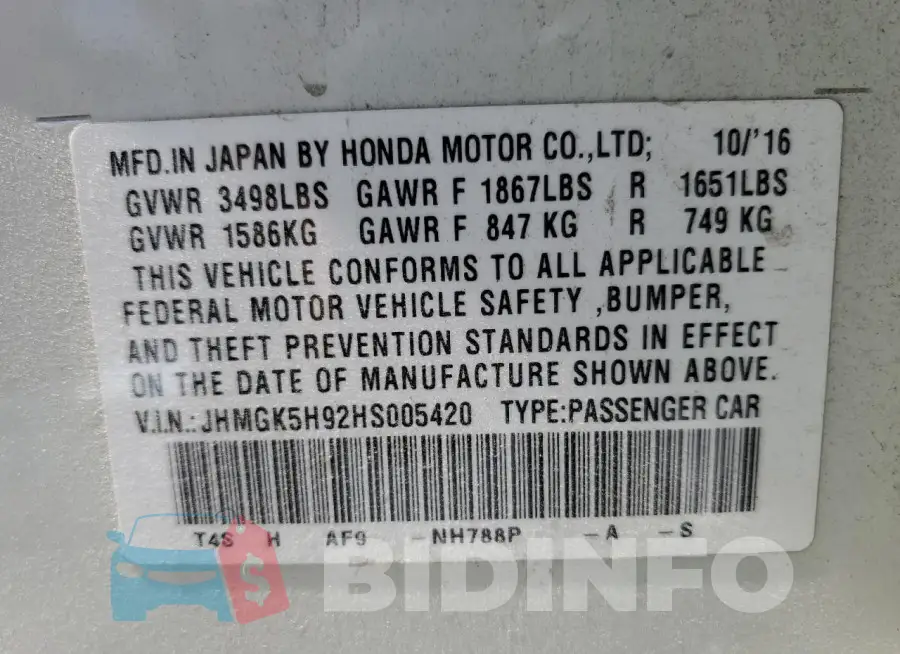 JHMGK5H92HS005420 Photo# 13