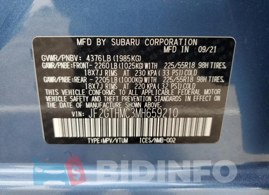 JF2GTHMC3MH659210 Photo# 13