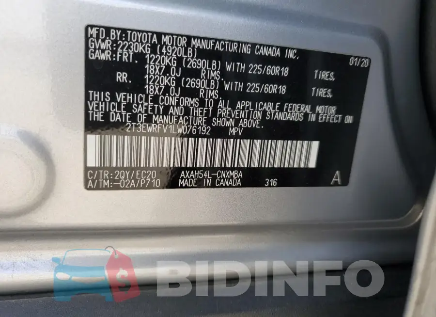 2T3EWRFV1LW076192 Photo# 14