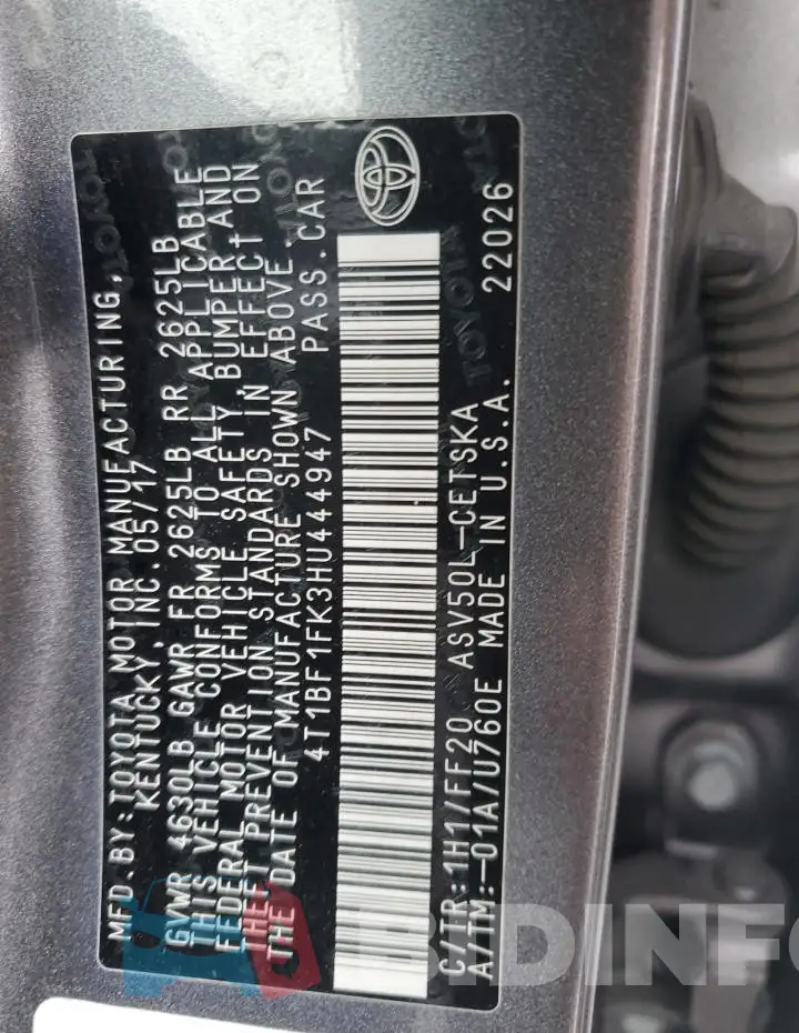 4T1BF1FK3HU444947 Photo# 12