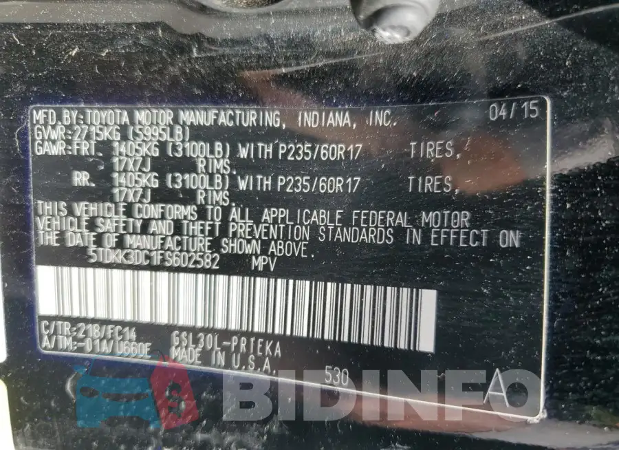 5TDKK3DC1FS602582 Photo# 14