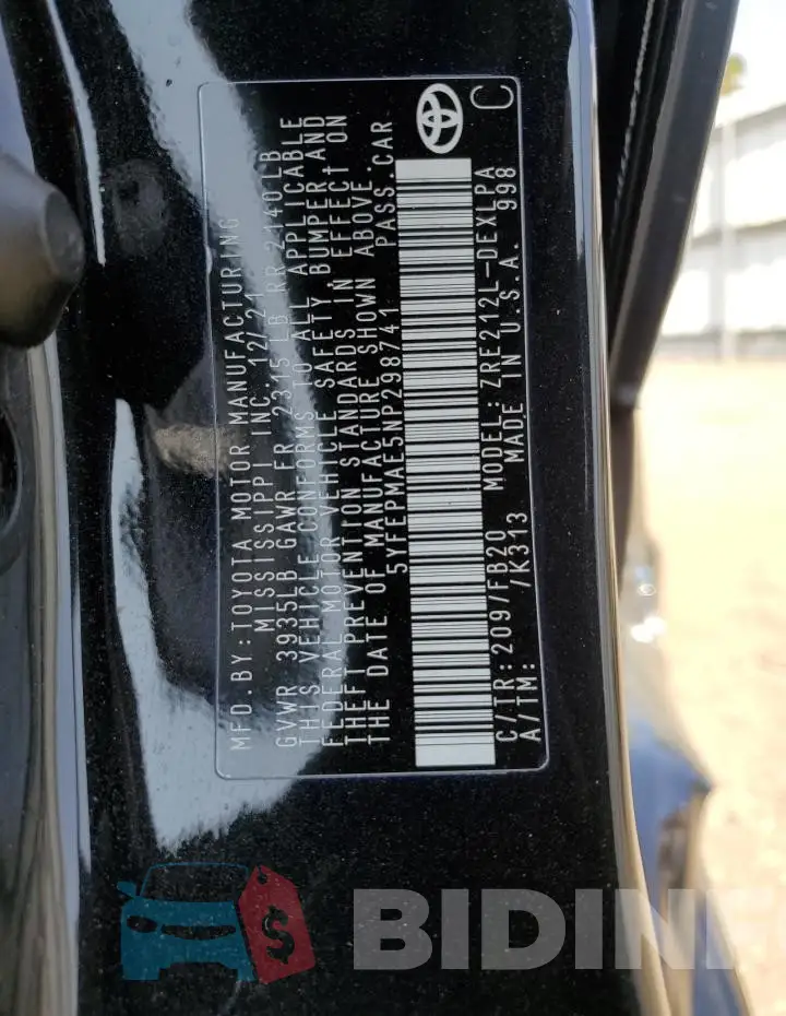 5YFEPMAE5NP298741 Photo# 12
