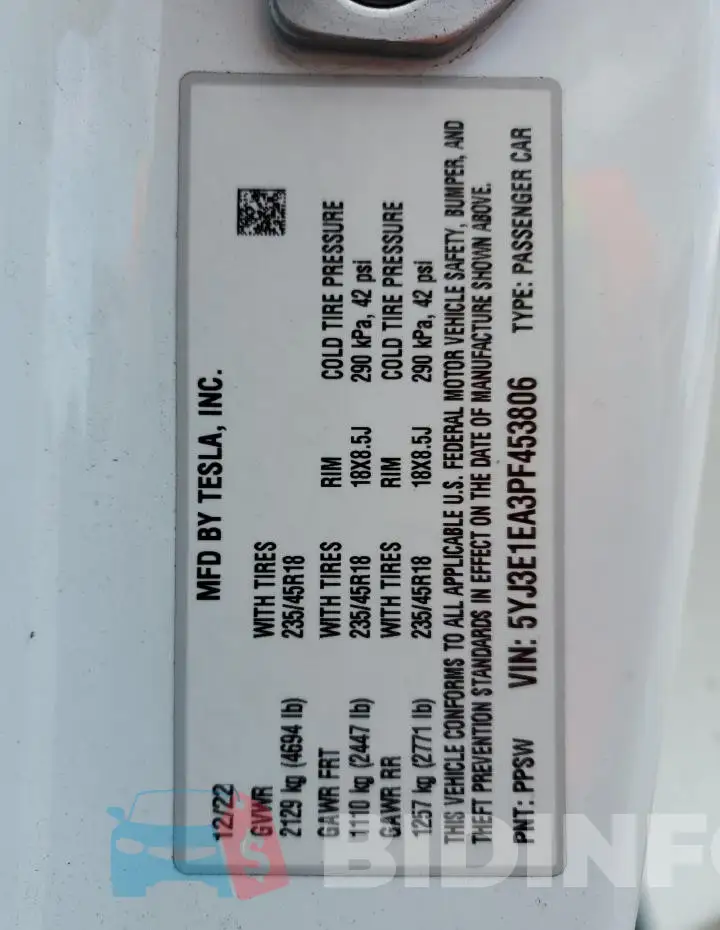 5YJ3E1EA3PF453806 Photo# 13