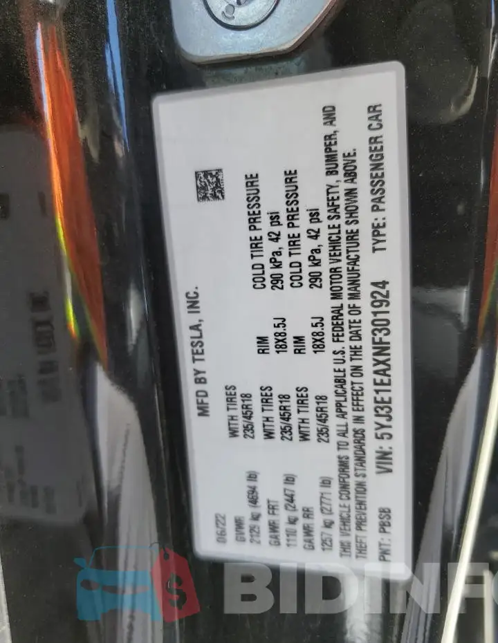 5YJ3E1EAXNF301924 Photo# 13