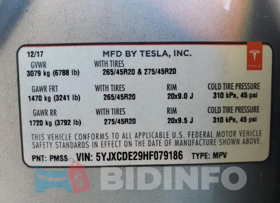 5YJXCDE29HF079186 Photo# 12