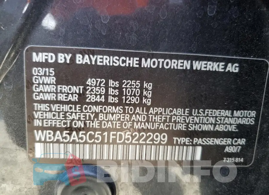 WBA5A5C51FD522299 Photo# 12