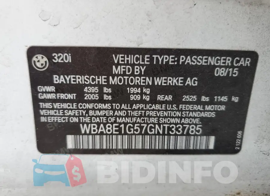 WBA8E1G57GNT33785 Photo# 12