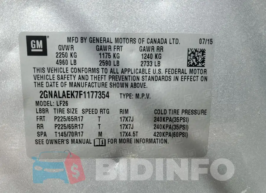 2GNALAEK7F1177354 Photo# 13