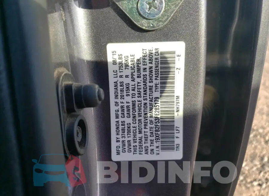 19XFB2F53FE285179 Photo# 12
