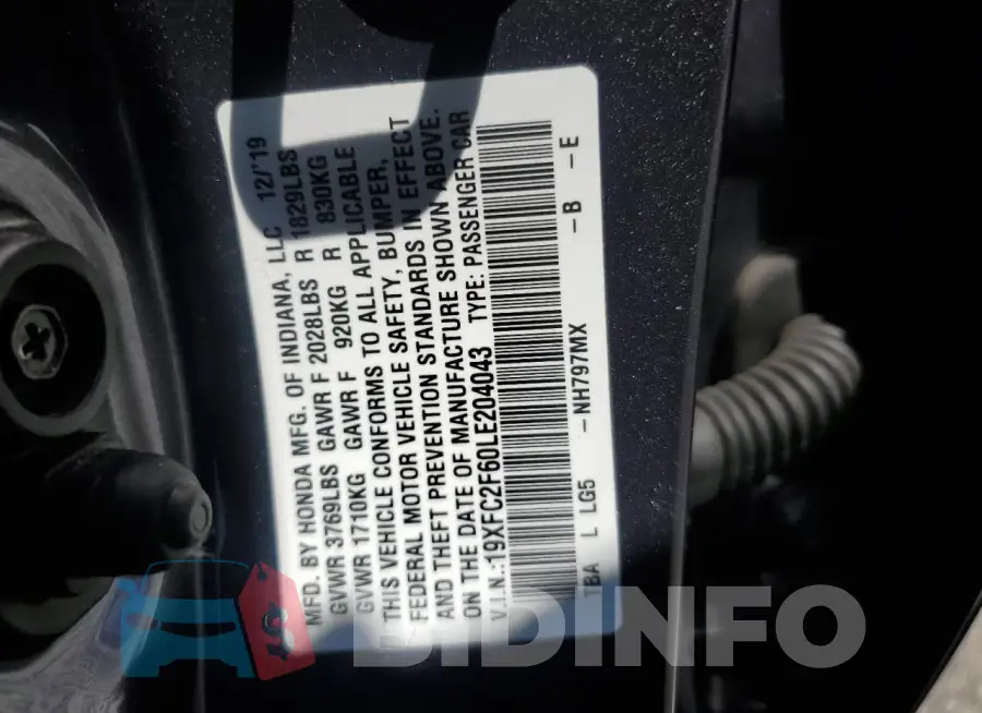 19XFC2F60LE204043 Photo# 12