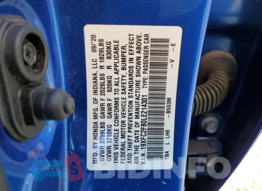 19XFC2F80LE214301 Photo# 12