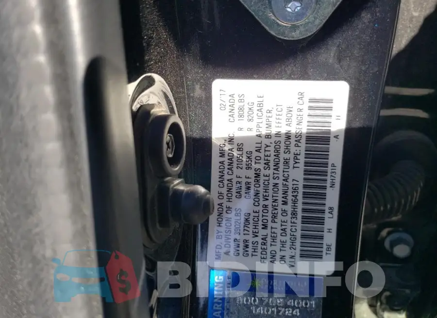 2HGFC1F38HH643617 Photo# 12