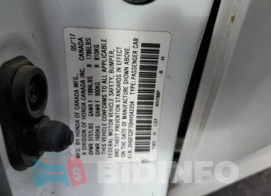 2HGFC2F70HH542354 Photo# 13
