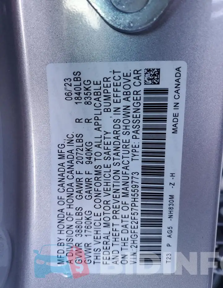 2HGFE2F57PH559773 Photo# 12