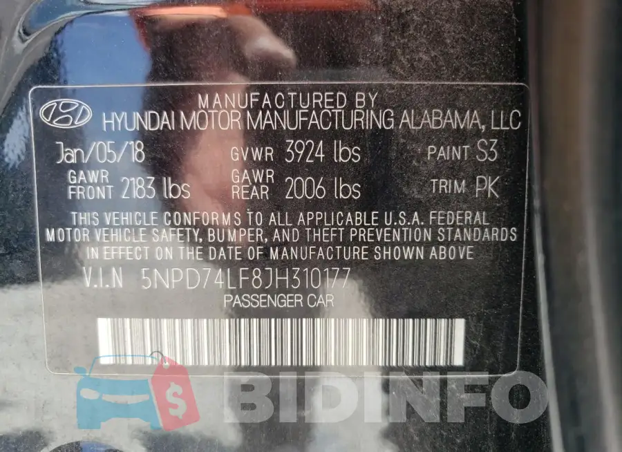 5NPD74LF8JH310177 Photo# 12