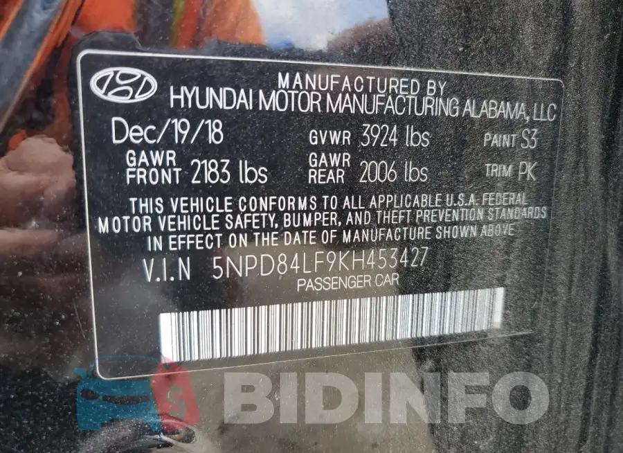 5NPD84LF9KH453427 Photo# 12