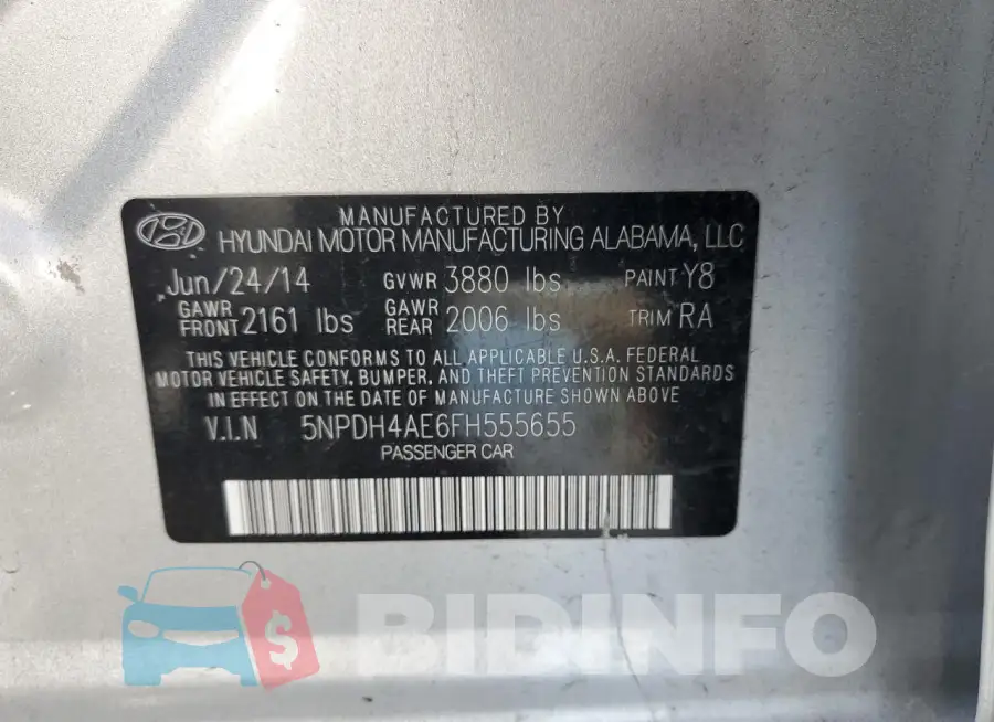 5NPDH4AE6FH555655 Photo# 12