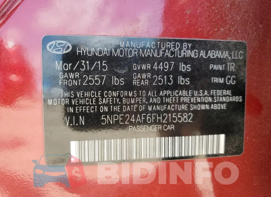 5NPE24AF6FH215582 Photo# 12