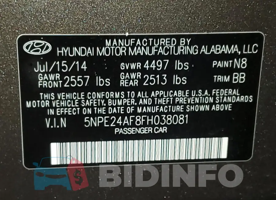 5NPE24AF8FH038081 Photo# 12