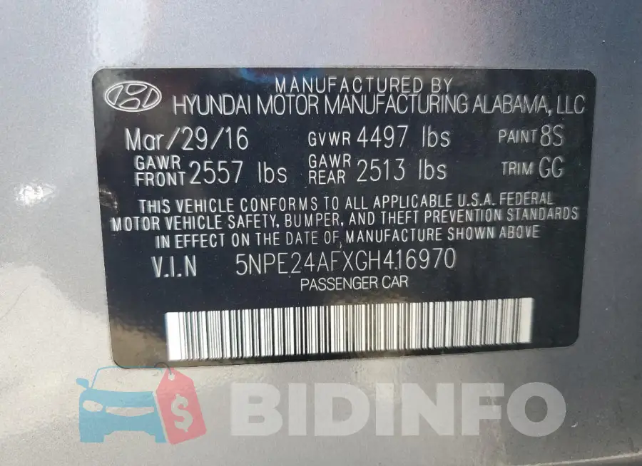 5NPE24AFXGH416970 Photo# 13