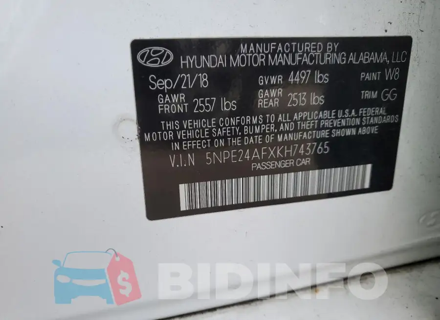 5NPE24AFXKH743765 Photo# 12