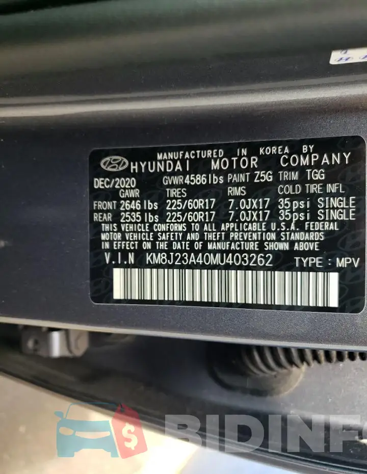 KM8J23A40MU403262 Photo# 13