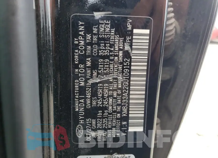 KM8J33A22GU109152 Photo# 12