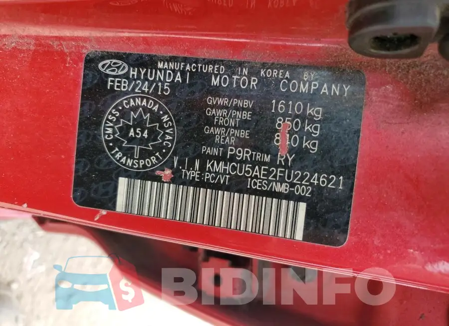 KMHCU5AE2FU224621 Photo# 13