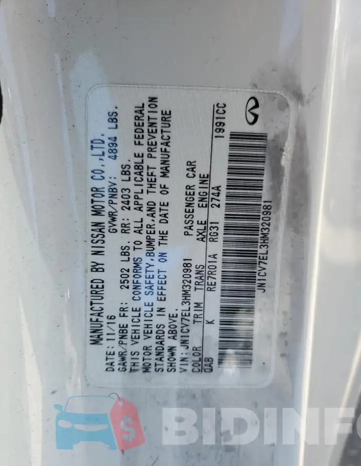 JN1CV7EL3HM320981 Photo# 12