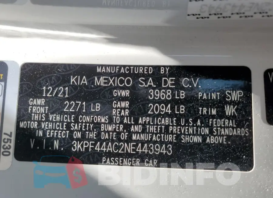 3KPF44AC2NE443943 Photo# 13