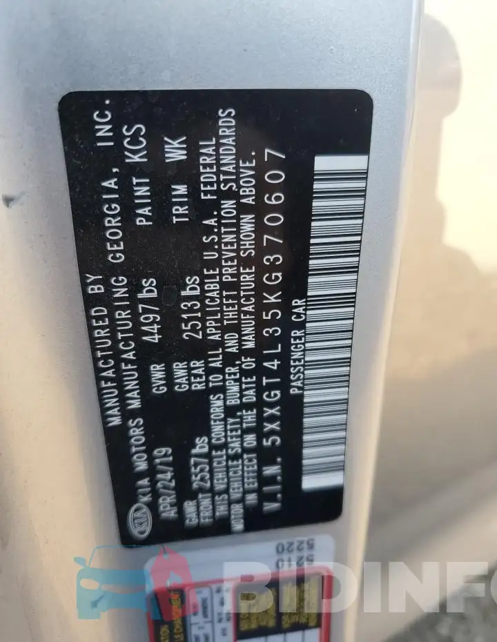 5XXGT4L35KG370607 Photo# 12
