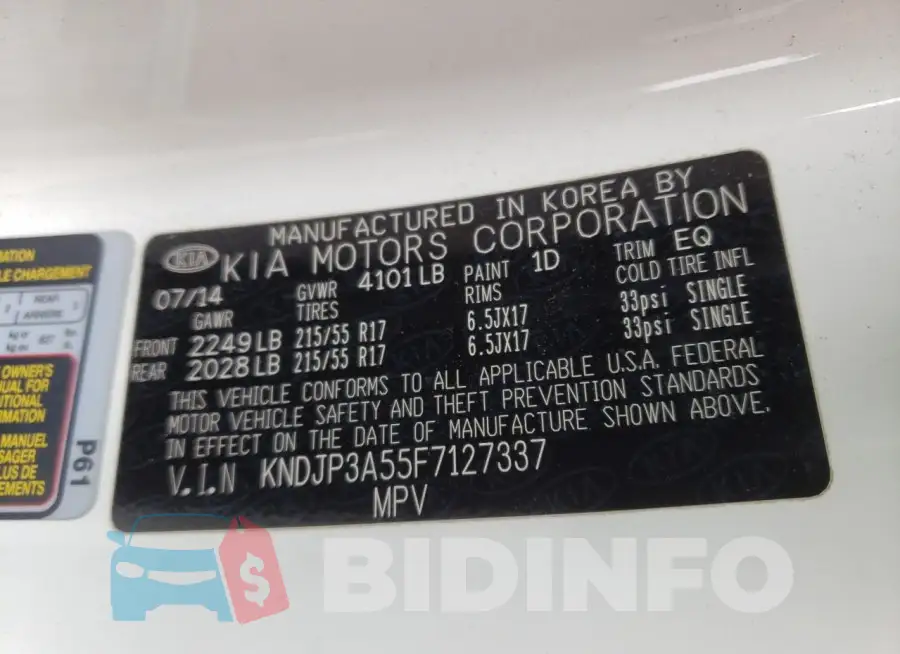 KNDJP3A55F7127337 Photo# 14