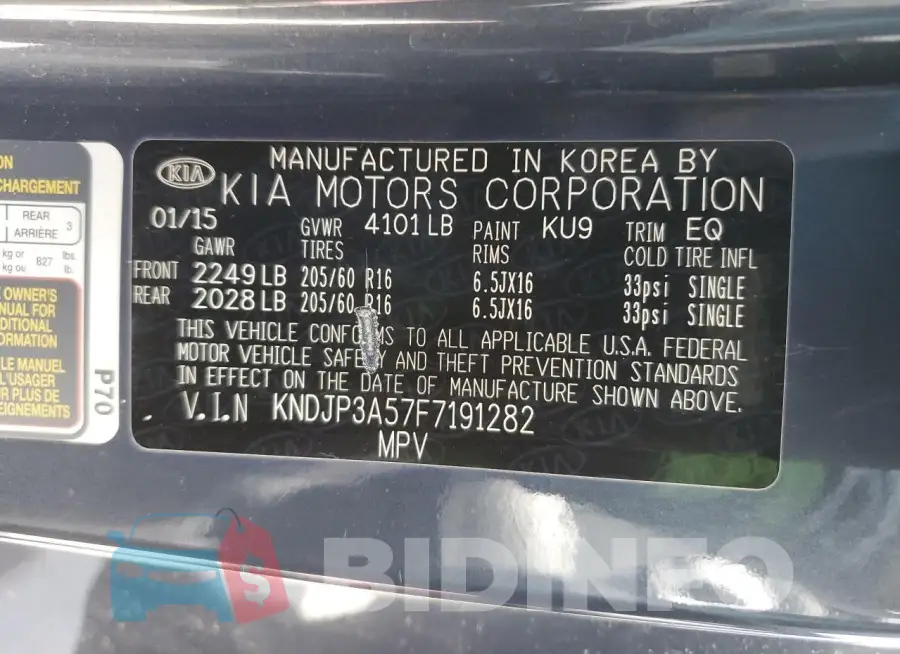 KNDJP3A57F7191282 Photo# 13