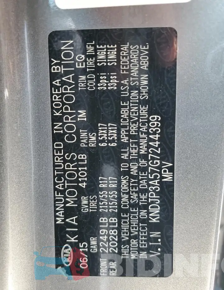 KNDJP3A57G7244399 Photo# 13